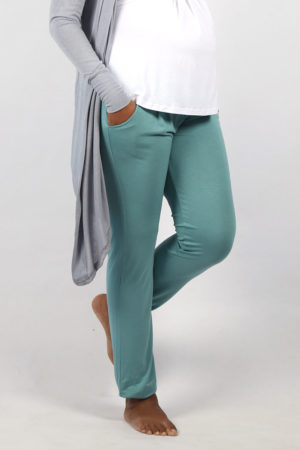 Bellyssimo Mum Harem Sage Viscose Lycra Stretchy Maternity Bottoms And Elasticated Ankles