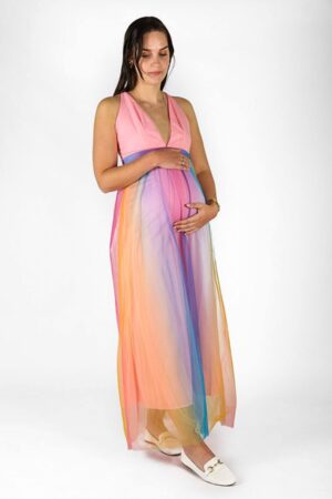 Rainbow Maternity Shoot Dress